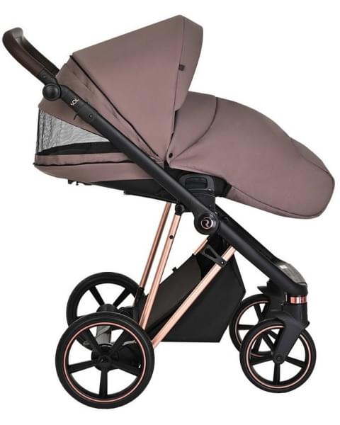 Детская коляска Roan Sol Luxury 3 в 1 с автокреслом Tutis Elo Lux EduSky Black RSL/4043 Cocoa/Rose Gold