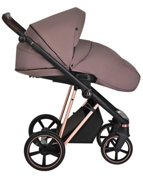 Детская коляска Roan Sol Luxury 3 в 1 с автокреслом Tutis Elo Lux EduSky Black RSL/4043 Cocoa/Rose Gold
