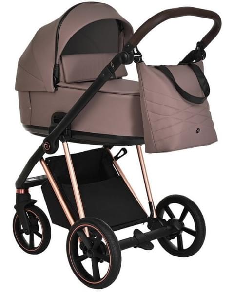 Детская коляска Roan Sol Luxury 3 в 1 с автокреслом Tutis Elo Lux EduSky Black RSL/4043 Cocoa/Rose Gold
