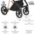 Детская коляска Roan Sol Luxury 3 в 1 с автокреслом Tutis Elo Lux EduSky Black RSL/4047 Mystic Blue/Rose Gold