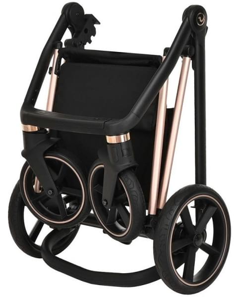 Детская коляска Roan Sol Luxury 3 в 1 с автокреслом Tutis Elo Lux EduSky Black RSL/4047 Mystic Blue/Rose Gold