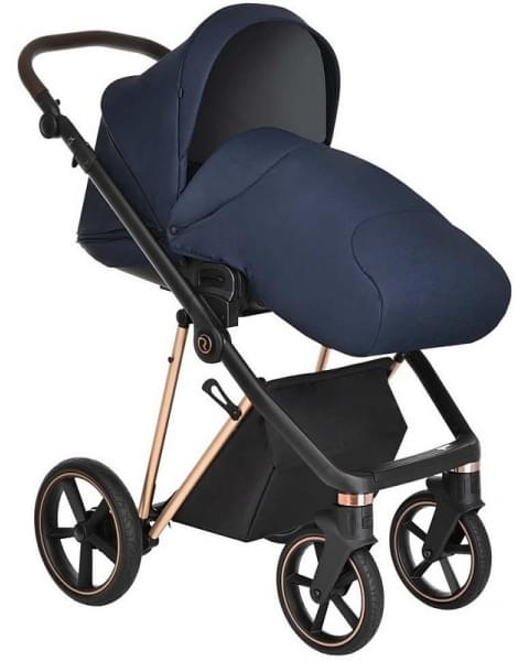 Детская коляска Roan Sol Luxury 3 в 1 с автокреслом Tutis Elo Lux EduSky Black RSL/4047 Mystic Blue/Rose Gold