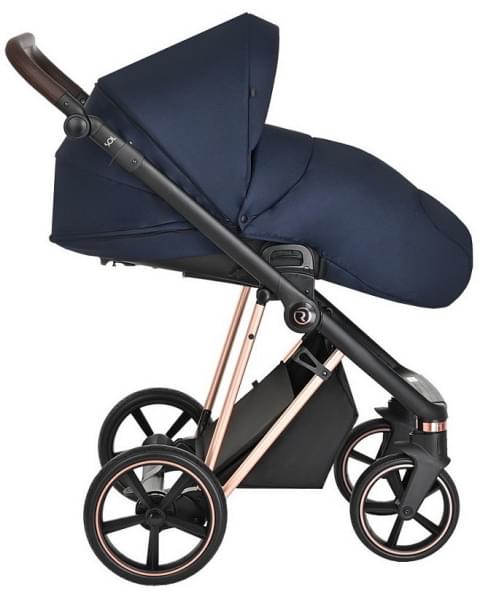 Детская коляска Roan Sol Luxury 3 в 1 с автокреслом Tutis Elo Lux EduSky Black RSL/4047 Mystic Blue/Rose Gold