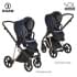 Детская коляска Roan Sol Luxury 3 в 1 с автокреслом Tutis Elo Lux EduSky Black RSL/4047 Mystic Blue/Rose Gold