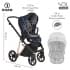 Детская коляска Roan Sol Luxury 3 в 1 с автокреслом Tutis Elo Lux EduSky Black RSL/4047 Mystic Blue/Rose Gold
