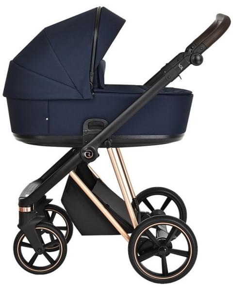 Детская коляска Roan Sol Luxury 3 в 1 с автокреслом Tutis Elo Lux EduSky Black RSL/4047 Mystic Blue/Rose Gold
