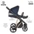 Детская коляска Roan Sol Luxury 3 в 1 с автокреслом Tutis Elo Lux EduSky Black RSL/4047 Mystic Blue/Rose Gold