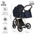 Детская коляска Roan Sol Luxury 3 в 1 с автокреслом Tutis Elo Lux EduSky Black RSL/4047 Mystic Blue/Rose Gold