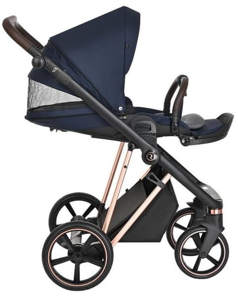 Детская коляска Roan Sol Luxury 3 в 1 с автокреслом Tutis Elo Lux EduSky Black RSL/4047 Mystic Blue/Rose Gold