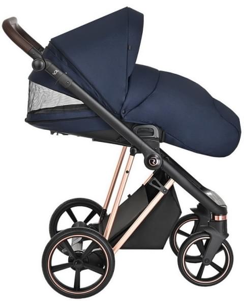 Детская коляска Roan Sol Luxury 3 в 1 с автокреслом Tutis Elo Lux EduSky Black RSL/4047 Mystic Blue/Rose Gold