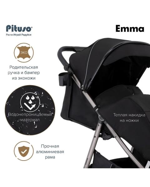 Детская прогулочная коляска Pituso Emma Black/Черный