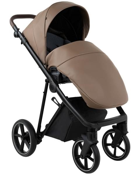 Детская коляска Roan Sol Vintage Leather 2.0 3 в 1 с автокреслом Tutis Elo Lux Edusky Black SL/11/L Camel/Black/руч.Тем.коричневый