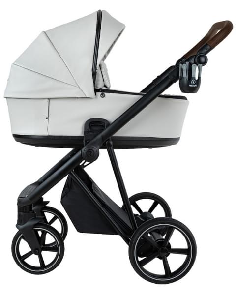 Детская коляска Roan Sol Vintage Leather 2.0 3 в 1 с автокреслом Tutis Elo Lux Edusky Black SL/12/L Island Stone /Black/ руч.Коричневый