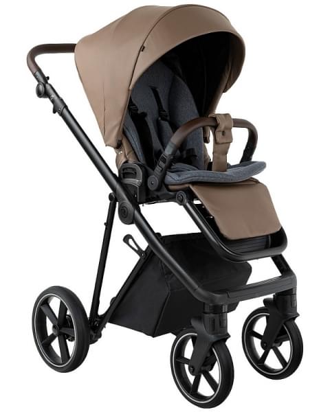 Детская коляска Roan Sol Vintage Leather 2.0 3 в 1 с автокреслом Tutis Elo Lux Edusky Black SL/11/L Camel/Black/руч.Тем.коричневый