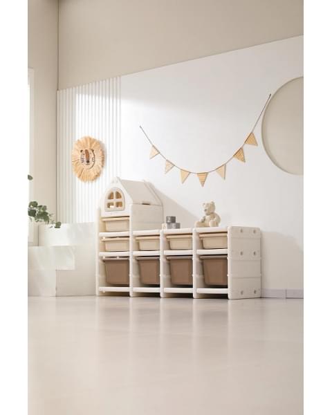 Стеллаж для игрушек UNIX Kids 9 ящиков Camel