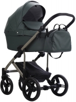 Детская коляска Bebetto Magnum Light Pro 3 в 1 с автокреслом Avionaut Cosmo 08 зеленая кожа