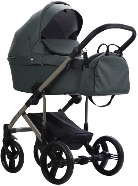 Детская коляска Bebetto Magnum Light Pro 3 в 1 с автокреслом Avionaut Cosmo 08 зеленая кожа