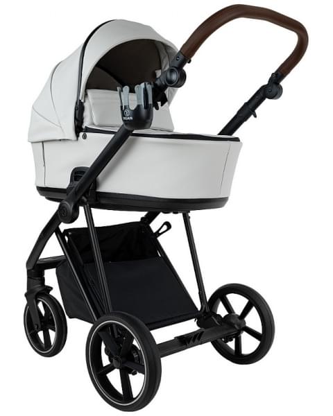 Детская коляска Roan Sol Vintage Leather 2.0 3 в 1 с автокреслом Tutis Elo Lux Edusky Black SL/12/L Island Stone /Black/ руч.Коричневый