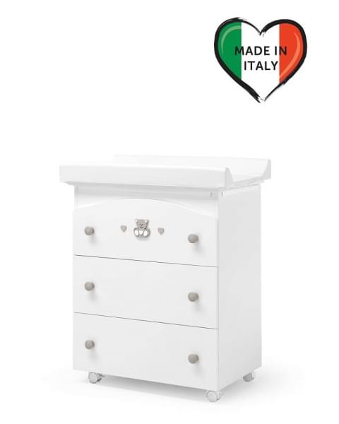 Пеленальный комод Erbesi Charly 3 ящика белый/песочный