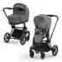 Коляска 2 в 1 Cybex Priam IV Platinum Collection шасси Matt Black, Mirage Grey (Серый)