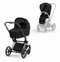 Коляска 2 в 1 Cybex Priam IV шасси Rose Gold, Deep Black (Черный)