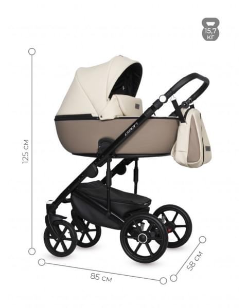 Коляска 2 в 1 Riko Basic Ozon Ecco, 25 (Слоновая кость - Бежевый)