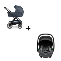 Коляска 3 в 1 Agex Prima Pro 2025, Midnight Grey (Темно-серый) + Автокресло Agex i-Safe (0-13 кг), Grey (Серый)