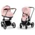 Коляска 3 в 1 Cybex Priam IV Chrome Brown и автокресло Aton B2 i-Size Dynamic Red Peach Pink