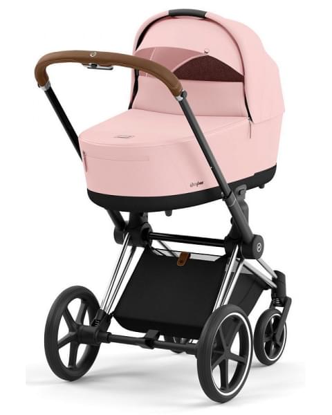 Коляска 3 в 1 Cybex Priam IV Chrome Brown и автокресло Aton B2 i-Size Dynamic Red Peach Pink