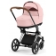 Коляска 3 в 1 Cybex Priam IV Chrome Brown и автокресло Aton B2 i-Size Dynamic Red Peach Pink
