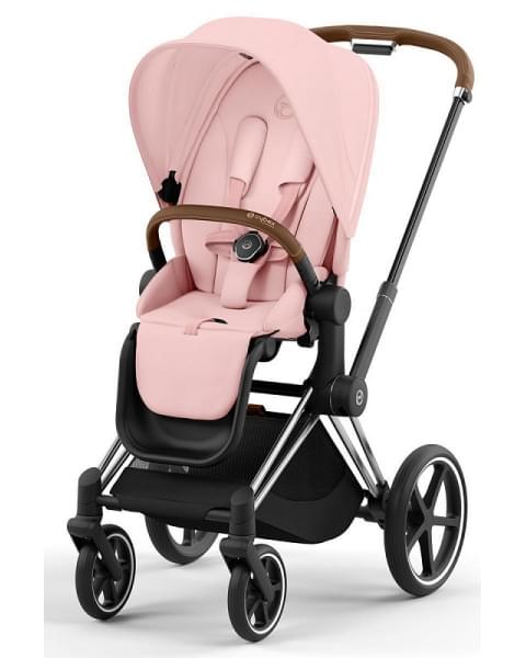 Коляска 3 в 1 Cybex Priam IV Chrome Brown и автокресло Aton B2 i-Size Dynamic Red Peach Pink
