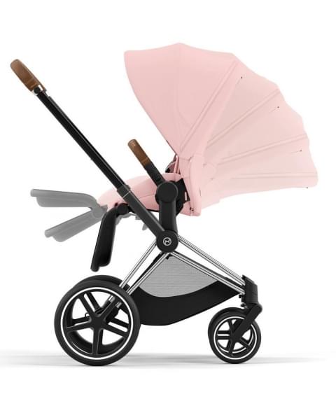 Коляска 3 в 1 Cybex Priam IV Chrome Brown и автокресло Aton B2 i-Size Dynamic Red Peach Pink