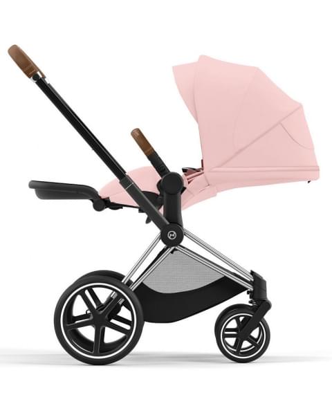 Коляска 3 в 1 Cybex Priam IV Chrome Brown и автокресло Aton B2 i-Size Dynamic Red Peach Pink