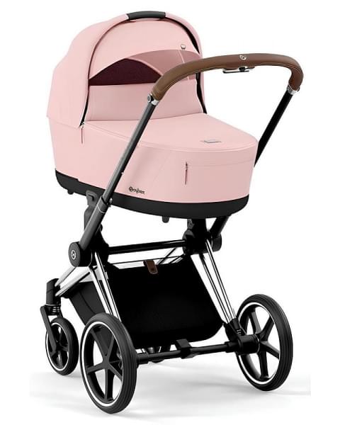 Коляска 3 в 1 Cybex Priam IV Chrome Brown и автокресло Aton B2 i-Size Dynamic Red Peach Pink