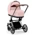 Коляска 3 в 1 Cybex Priam IV Chrome Brown и автокресло Aton B2 i-Size Dynamic Red Peach Pink