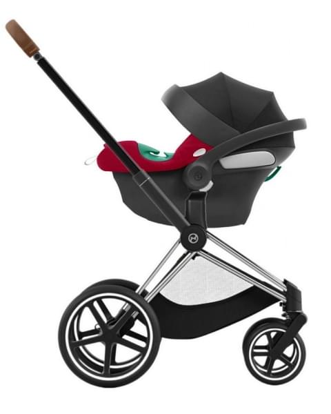 Коляска 3 в 1 Cybex Priam IV Chrome Brown и автокресло Aton B2 i-Size Dynamic Red Peach Pink