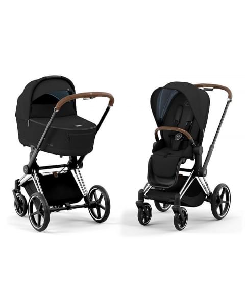 Коляска 3 в 1 Cybex Priam IV Chrome Brown и автокресло Aton B2 i-Size Dynamic Red Sepia Black