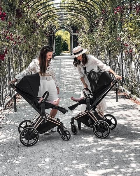 Коляска 3 в 1 Cybex Priam IV Chrome Brown и автокресло Aton B2 i-Size Dynamic Red Sepia Black