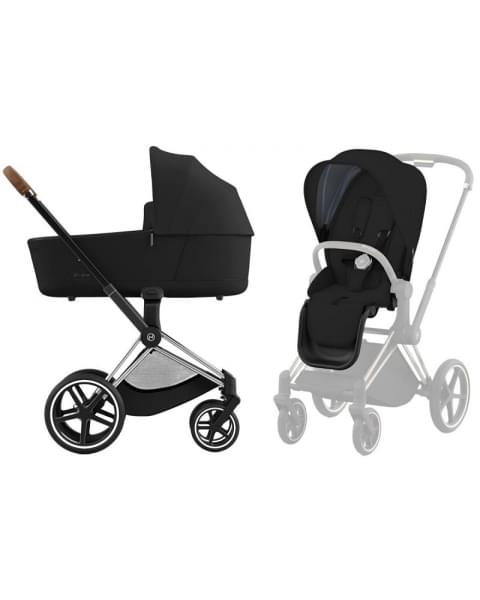 Коляска 3 в 1 Cybex Priam IV Chrome Brown и автокресло Aton B2 i-Size Dynamic Red Sepia Black