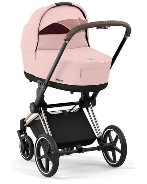 Коляска 3 в 1 Cybex Priam IV Rosegold и автокресло Aton S2 i-Size с базой Base One Peach Pink/Moon Black