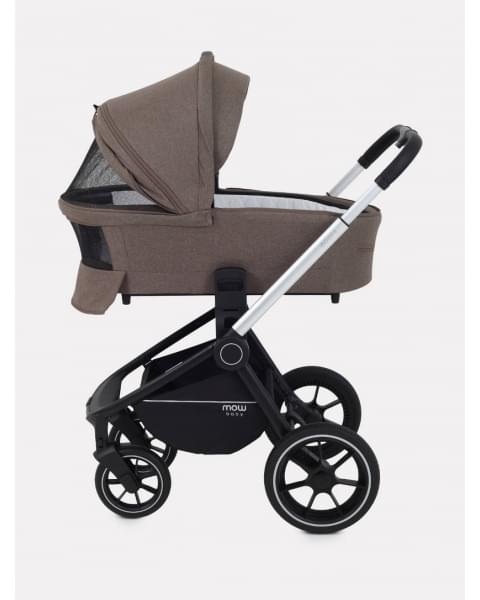 Коляска 3 в 1 Mowbaby Zoom PU silver cacao brown