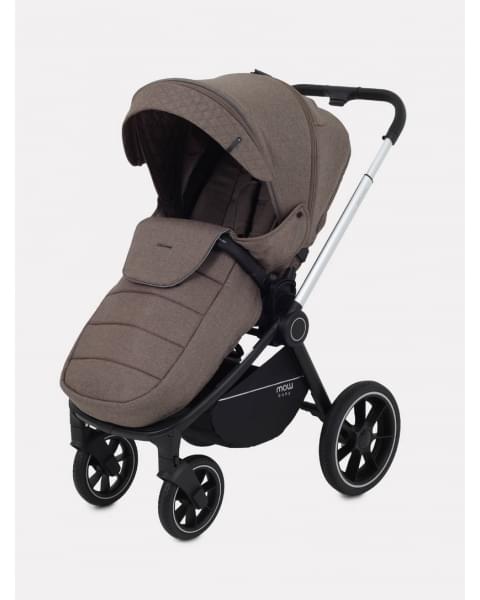 Коляска 3 в 1 Mowbaby Zoom PU silver cacao brown
