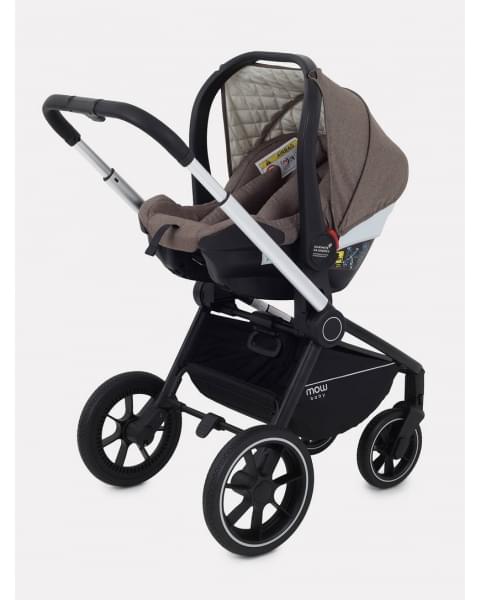 Коляска 3 в 1 Mowbaby Zoom PU silver cacao brown
