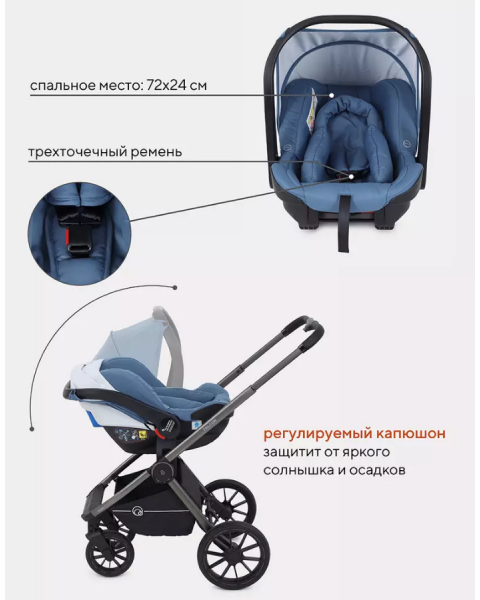Коляска 3 в 1 Rant Falcon, Blue (Синий)