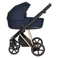 Коляска 3 в 1 Roan Sol Luxury, Mystic Blue шасси Rose Gold (Синий)