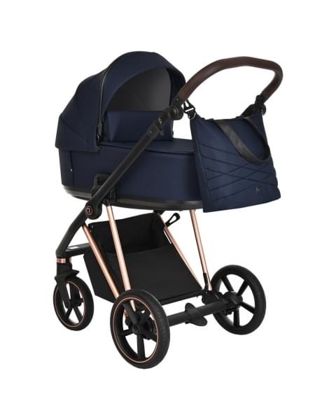 Коляска 3 в 1 Roan Sol Luxury, Mystic Blue шасси Rose Gold (Синий)