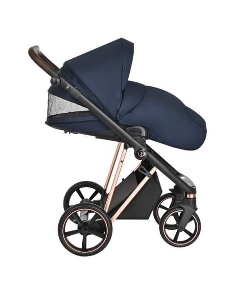Коляска 3 в 1 Roan Sol Luxury, Mystic Blue шасси Rose Gold (Синий)