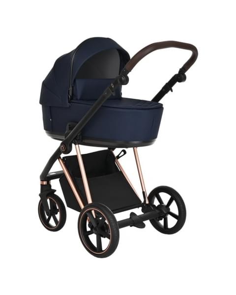Коляска 3 в 1 Roan Sol Luxury, Mystic Blue шасси Rose Gold (Синий)