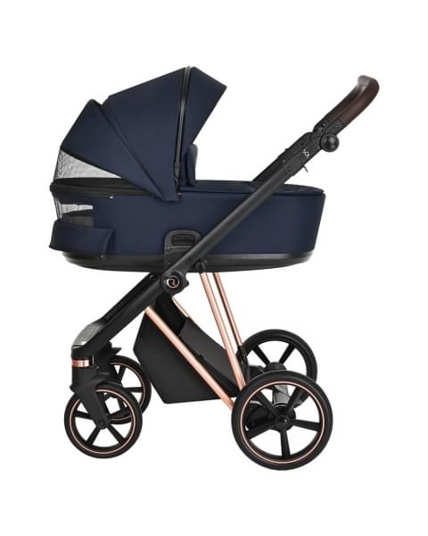 Коляска 3 в 1 Roan Sol Luxury, Mystic Blue шасси Rose Gold (Синий)