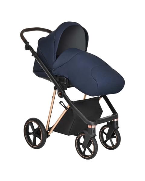 Коляска 3 в 1 Roan Sol Luxury, Mystic Blue шасси Rose Gold (Синий)